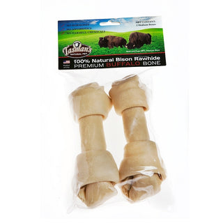 Tasman's Natural Pet Premium Bison Rawhide Knotted Bone Dog Chew Medium, Pack of 2