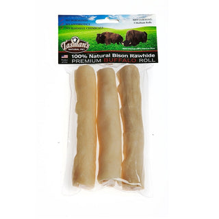 Tasman's Natural Pet Premium Bison Rawhide Rolls Dog Chews, Medium 6-7"