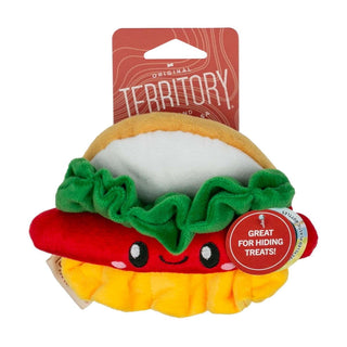 Territory Hot Dog Hide & Treat with Squeaker Dog Toy