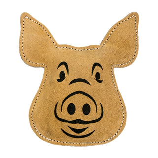 Territory Natural Leather Pig Squeaker Dog Toy