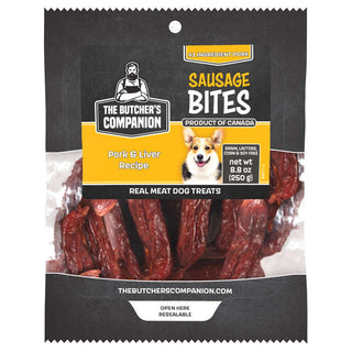 The Butcher's Companion Sausage Bites Pork & Liver Recipe Dog Treats, 8.8-oz Bag