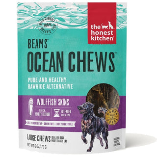 The Honest Kitchen Beams Ocean Chews Wolffish Skins Dehydrated Dog Treats, Talls