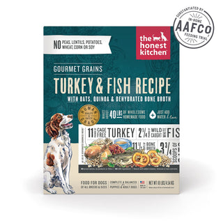 The Honest Kitchen Gourmet Grains Turkey & Fish Recipe Dehydrated Dog Food, 10-lb Box