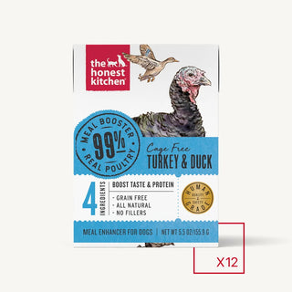 The Honest Kitchen Meal Booster 99% Cage-Free Turkey & Duck Wet Dog Food Topper, 5.5-oz, case of 12