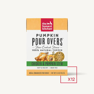 The Honest Kitchen Pumpkin POUR OVERS Chicken & Pumpkin Stew Wet Dog Food Topper, 5.5-oz, case of 12