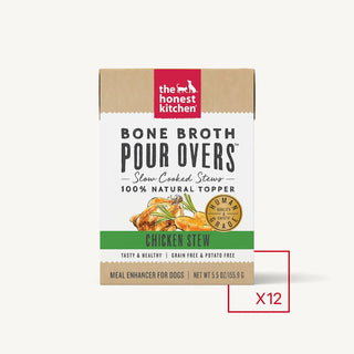 The Honest Kitchen Bone Broth POUR OVERS Chicken Stew Wet Dog Food Topper, 5.5-oz, case of 12