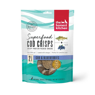 The Honest Kitchen Superfood Cod Crisps Cod & Blueberry Dehydrated Dog Treats, 3-oz Bag