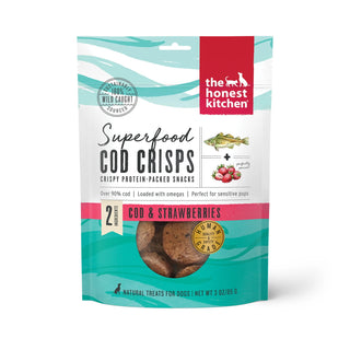 The Honest Kitchen Superfood Cod Crisps Cod & Strawberry Dehydrated Dog Treats, 3-oz Bag