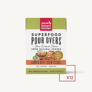 The Honest Kitchen Superfood POUR OVERS Lamb & Beef Stew Wet Dog Food Topper, 5.5-oz, case of 12