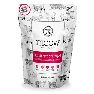 The New Zealand Natural Pet Food Co. Meow Lamb Green Tripe Freeze-Dried Cat Treats, 1.4-oz bag