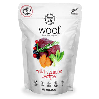 The New Zealand Natural Pet Food Co. Woof Wild Venison Recipe Freeze-Dried Dog Treats, 1.76-oz bag