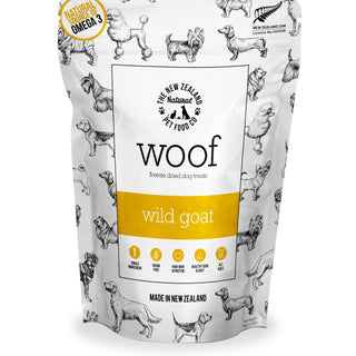 The New Zealand Natural Pet Food Co. Woof Wild Goat Recipe Grain-Free Freeze-Dried Dog Treats, 1.76-oz bag