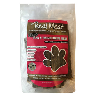 The Real Meat Company Lamb & Venison Jerky Strips Dog Treats, 8-oz Bag