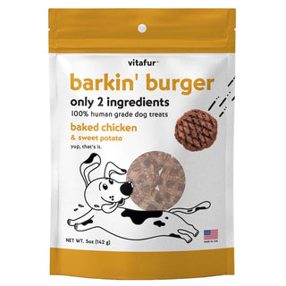 Vitafur Barkin Burger Baked Chicken & Sweet Potato Dog Treats, 5-oz bag