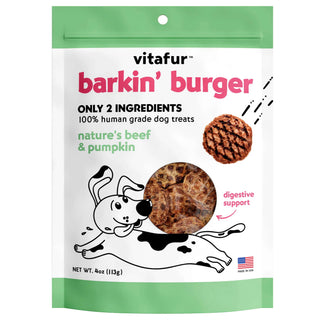 Vitafur Barkin Burger Nature's Beef & Pumpkin Dog Treats, 4-oz bag