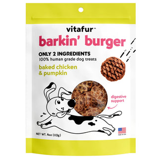 Vitafur Barkin Burger Chicken & Pumpkin Dog Treats, 4-oz bag