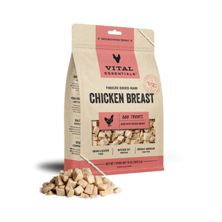 Vital Essentials Freeze-Dried Raw Chicken Breast Dog Treats, 10-oz Bag