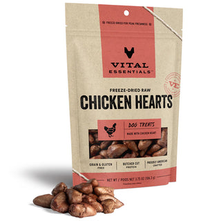 Vital Essentials Freeze-Dried Raw Chicken Hearts Dog Treats, 3.75-oz Bag