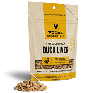 Vital Essentials Freeze-Dried Raw Duck Liver Cat Treats, 0.9-oz Bag