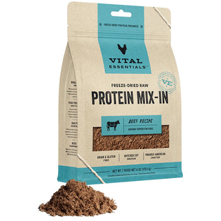 Vital Essentials Freeze-Dried Raw Protein Mix-In Beef Ground Topper for Dogs, 6-oz bag