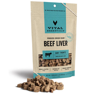 Vital Essentials Freeze-Dried Raw Beef Liver Dog Treats, 2.1-oz Bag