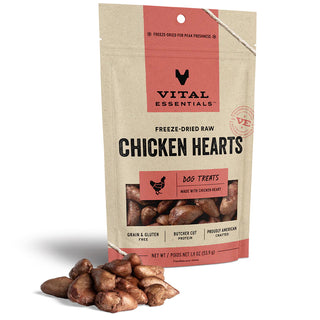 Vital Essentials Freeze-Dried Raw Chicken Hearts Dog Treats, 1.9-oz Bag