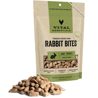 Vital Essentials Freeze-Dried Raw Rabbit Bites Dog Treats, 5-oz Bag