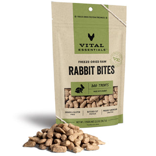 Vital Essentials Freeze-Dried Raw Rabbit Bites Dog Treats, 2-oz Bag