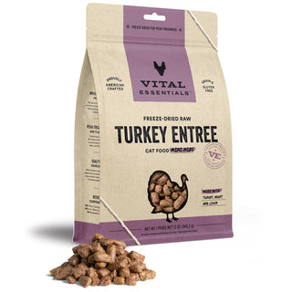  Vital Essentials Freeze-Dried Raw Turkey Entree Mini Nibs Cat Food, 12-oz bag