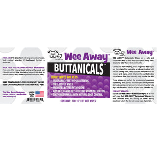 Wee Away Buttanicals Grooming Wipes for Dogs & Cats, 100-Count