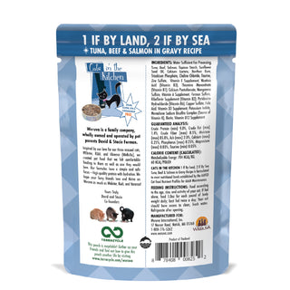 Weruva Cats in the Kitchen 1 If By Land, 2 If By Sea Tuna, Beef & Salmon Recipe Grain-Free Cat Food Pouches, 3-oz pouch, case of 12