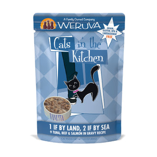  Weruva Cats in the Kitchen 1 If By Land, 2 If By Sea Tuna, Beef & Salmon Recipe Grain-Free Cat Food Pouches, 3-oz pouch, case of 12