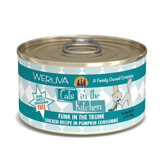 Weruva Cats in the Kitchen Funk In The Trunk Chicken in Pumpkin Consomme Grain-Free Canned Cat Food, 3.2-oz, Case of 24