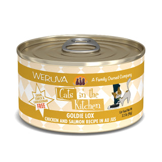 Weruva Cats in the Kitchen Goldie Lox Chicken & Salmon Au Jus Grain-Free Canned Cat Food, 3.2-oz, Case of 24