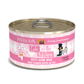 Weruva Cats in the Kitchen Kitty Gone Wild Salmon Au Jus Grain-Free Canned Cat Food, 3.2-oz, Case of 24