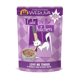 Weruva Cats in the Kitchen Love Me Tender Chicken & Duck Recipe Grain-Free Cat Food Pouches, 3-oz pouch, case of 12