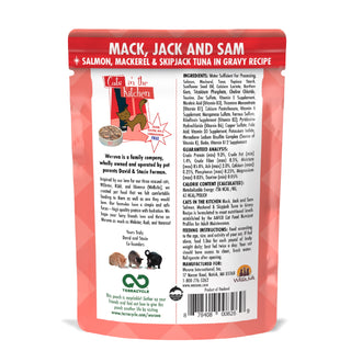 Weruva Cats in the Kitchen Mack, Jack & Sam Salmon, Mackerel & Tuna Recipe Grain-Free Cat Food Pouches, 3-oz pouch, case of 12