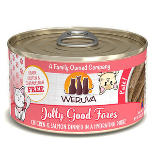 Weruva Classic Cat Jolly Good Fares Chicken & Salmon Pate Canned Cat Food, 3-oz can, Case of 12