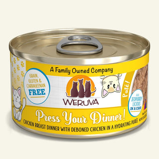 Weruva Classic Cat Pate Press Your Dinner with Chicken Wet Cat Food, 3-oz can, Case of 12