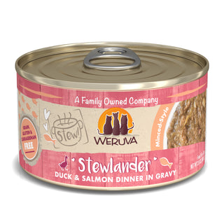 Weruva Classic Cat Stewlander Duck & Salmon in Gravy Stew Canned Cat Food, 2.8-oz can, Case of 12