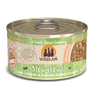 Weruva Classic Cat Stewy Lewis Lamb, Chicken & Salmon in Gravy Stew Canned Cat Food, 2.8-oz can, Case of 12