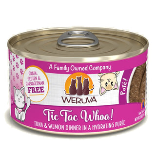 Weruva Classic Cat Tic Tac Whoa Tuna & Salmon Pate Canned Cat Food, 3-oz can, Case of 12