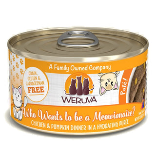 Weruva Classic Cat Who Wants To Be A Meowionaire Chicken & Pumpkin Pate Canned Cat Food, 3-oz can, Case of 12