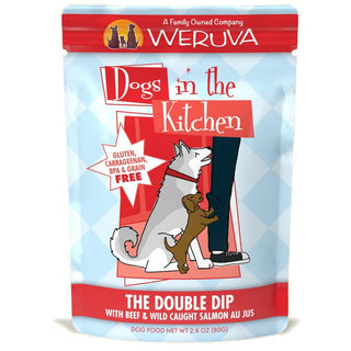 Weruva Dogs in the Kitchen The Double Dip with Beef & Wild Caught Salmon Au Jus Dog Food Pouches, 2.8-oz, case of 12