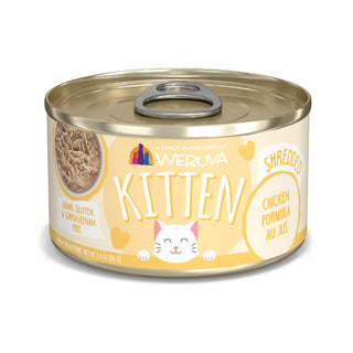 Weruva Kitten Shredded Chicken Formula Au Jus Wet Cat Food, 3-oz can, case of 12