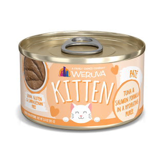 Weruva Kitten Tuna & Salmon Formula in a Hydrating Puree Wet Cat Food, 3-oz can, case of 12