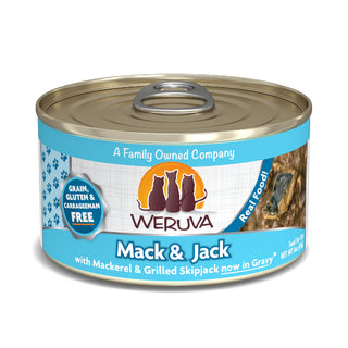 Weruva Mack & Jack with Mackerel & Grilled Skipjack Grain-Free Canned Cat Food, 3-oz can, case of 24