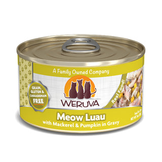 Weruva Meow Luau with Mackerel & Pumpkin Grain-Free Canned Cat Food, 3-oz can, case of 24