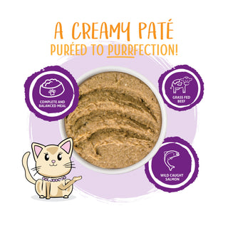 Weruva Slide N' Serve The Newly Feds Beef & Salmon Dinner Pate Grain-Free Cat Food Pouches, 2.8-oz pouch Case of 12