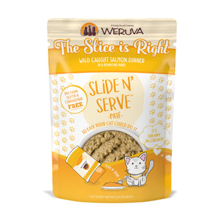 Weruva Slide N' Serve The Slice is Right Wild Caught Salmon Dinner Pate Cat Food Pouches, 2.8-oz pouch, case of 12